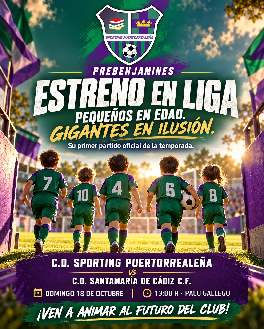 Cartel del estreno liguero del Prebenjamín del Sporting